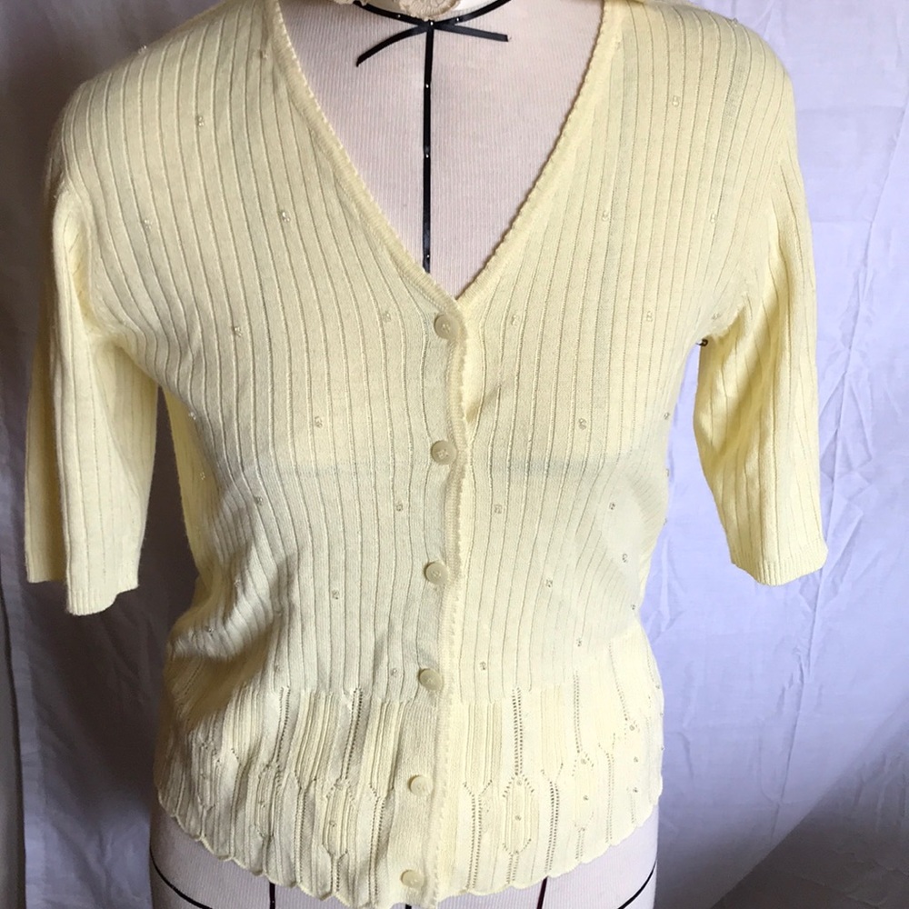 NWT Norton McNaughton Yellow Cardigan Size Medium